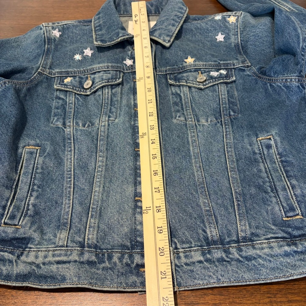 Lucky Brand Embroidered Denim Trucker Jacket Women's Size M Floral Star Boho‎ - Picture 15 of 15